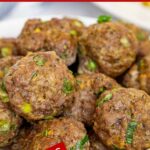 Image with text: Air Fryer Bison Meatballs