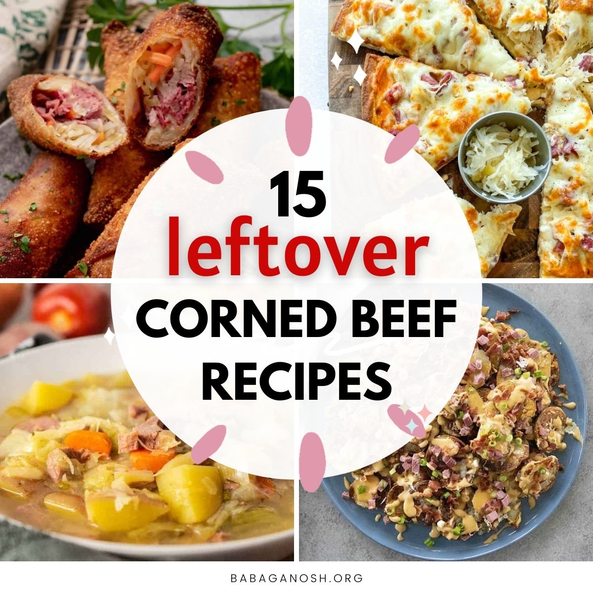 Image with text: 15 leftover corned beef recipes