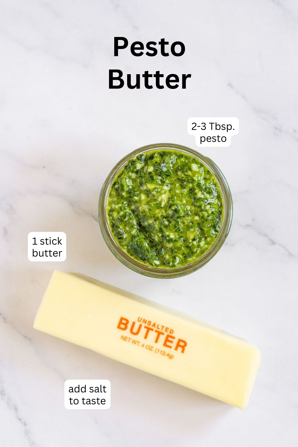 Ingredients to make pesto butter