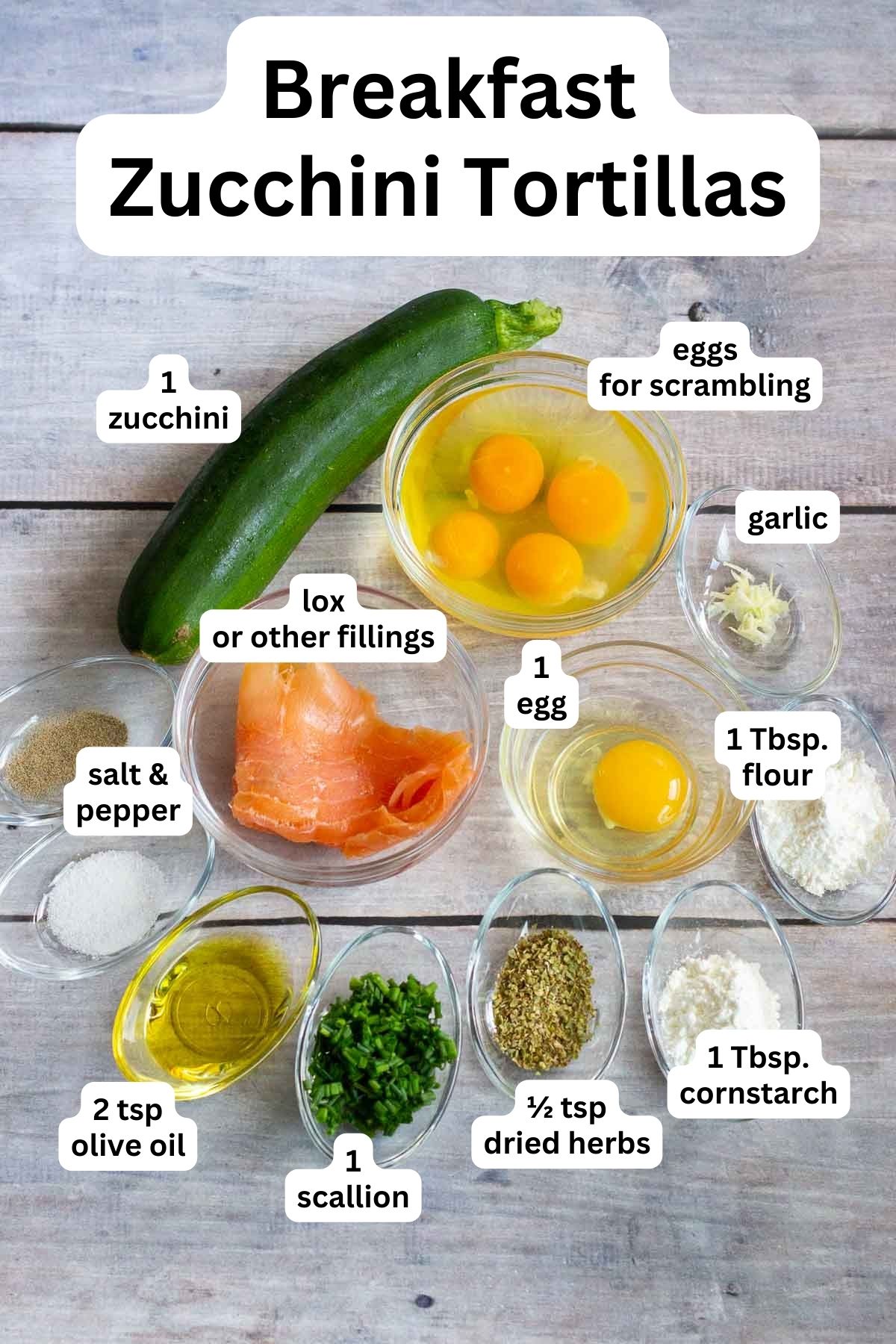 Ingredients to make zucchini tortillas