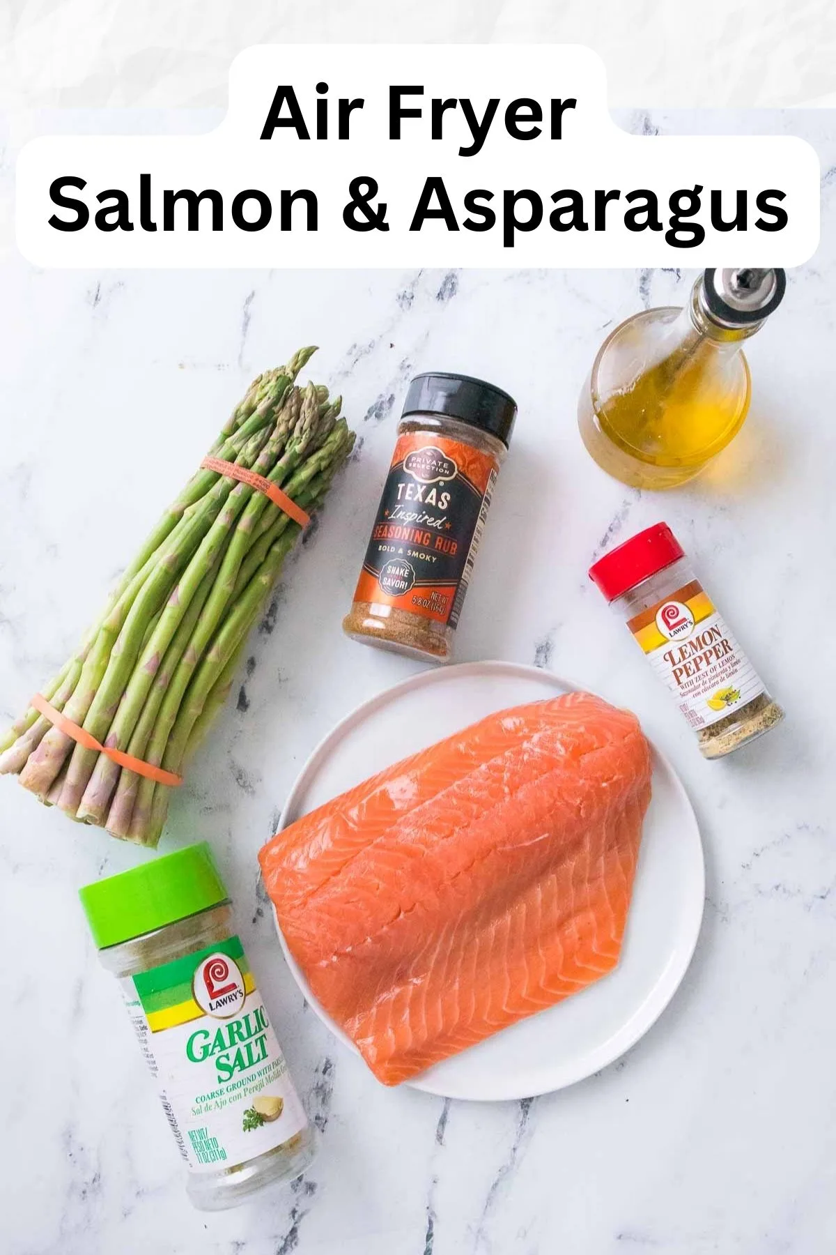 Ingredients to make air fryer salmon with asparagus