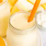 Close up of a cottage cheese smoothie
