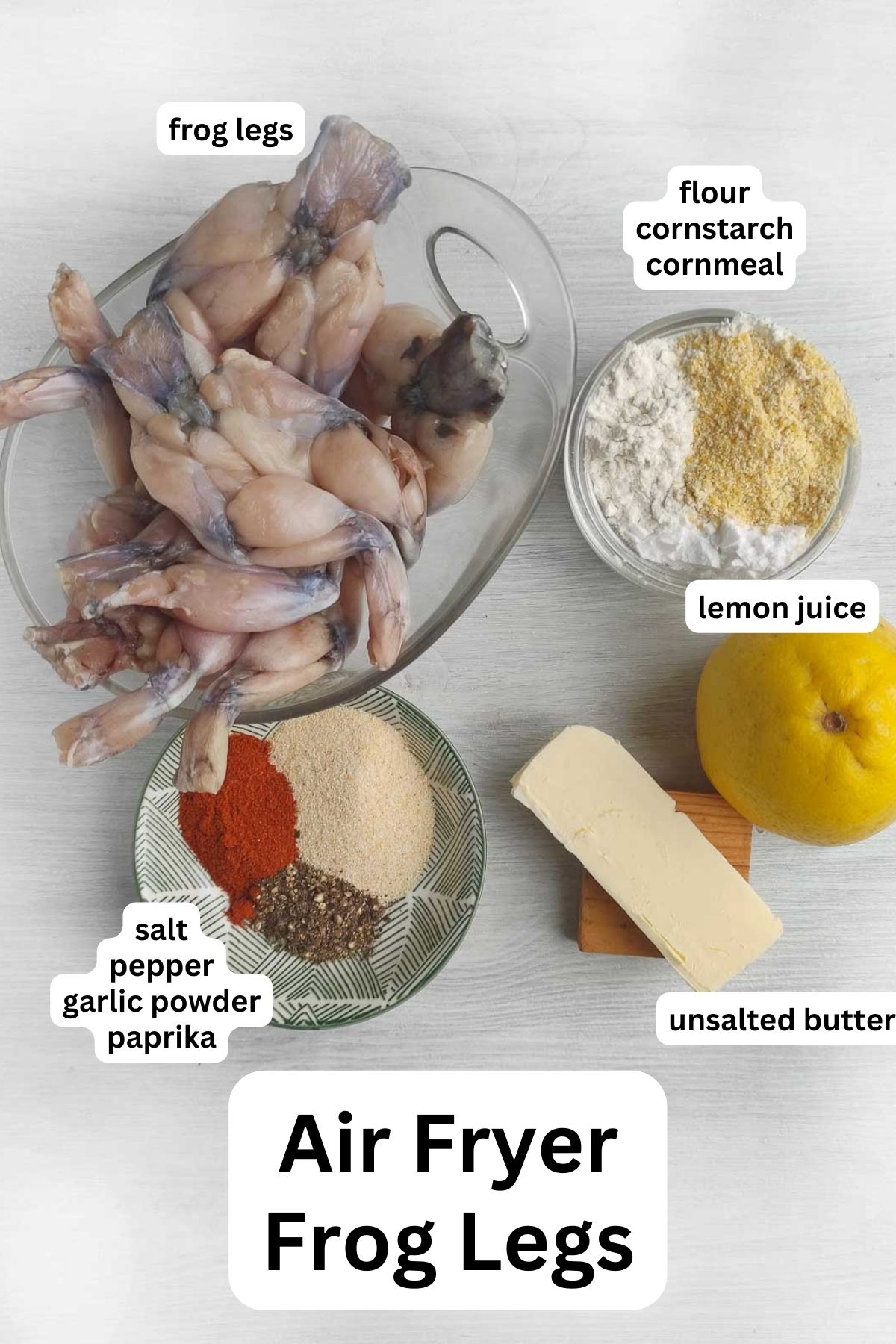 Ingredients to make air fryer frog legs