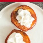 Image with text: Air fryer peaches