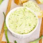 Garlic scape butter in a bowl