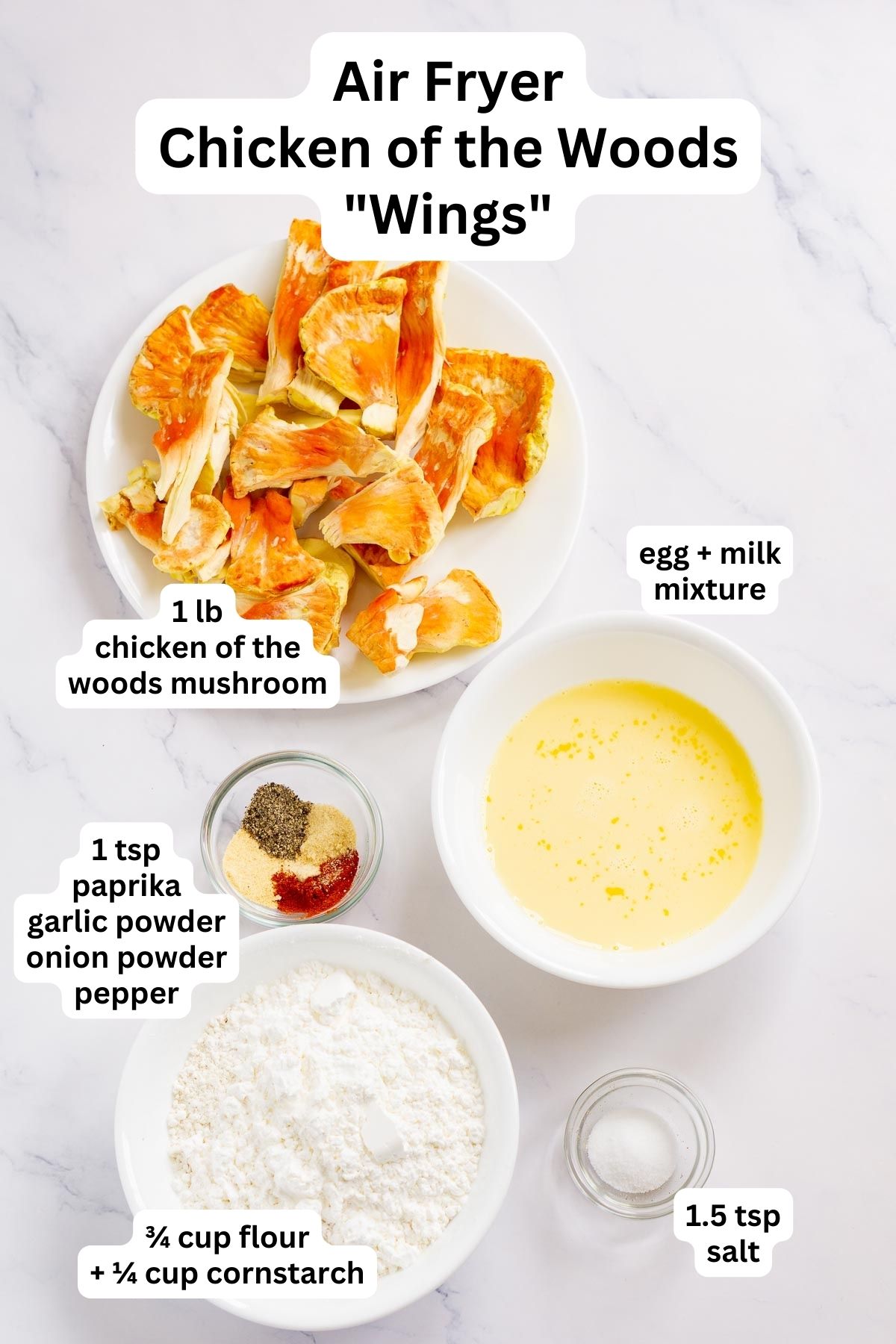 Ingredients to make Chicken of the Woods "Wings"