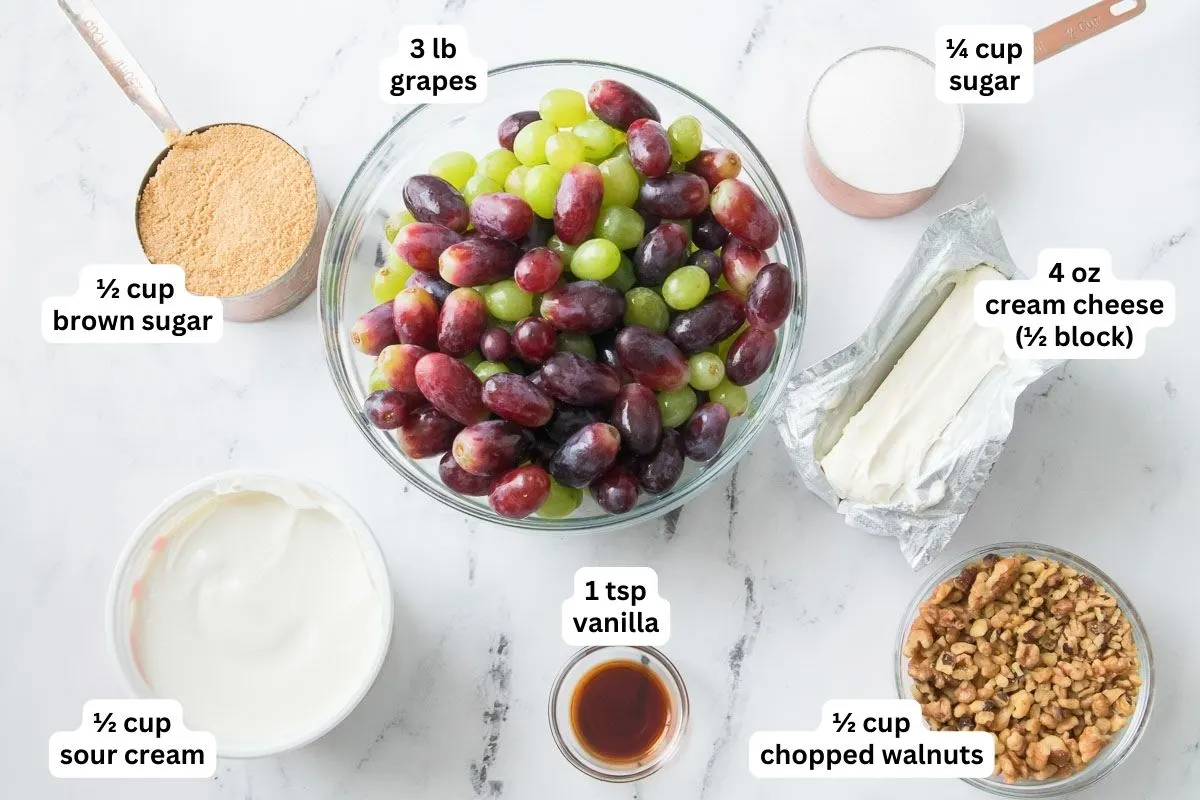 Ingredients for grape salad