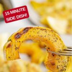 Pinterest image with text: air fryer delicata squash - 15 minute side dish