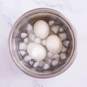 Duck eggs in an ice bath