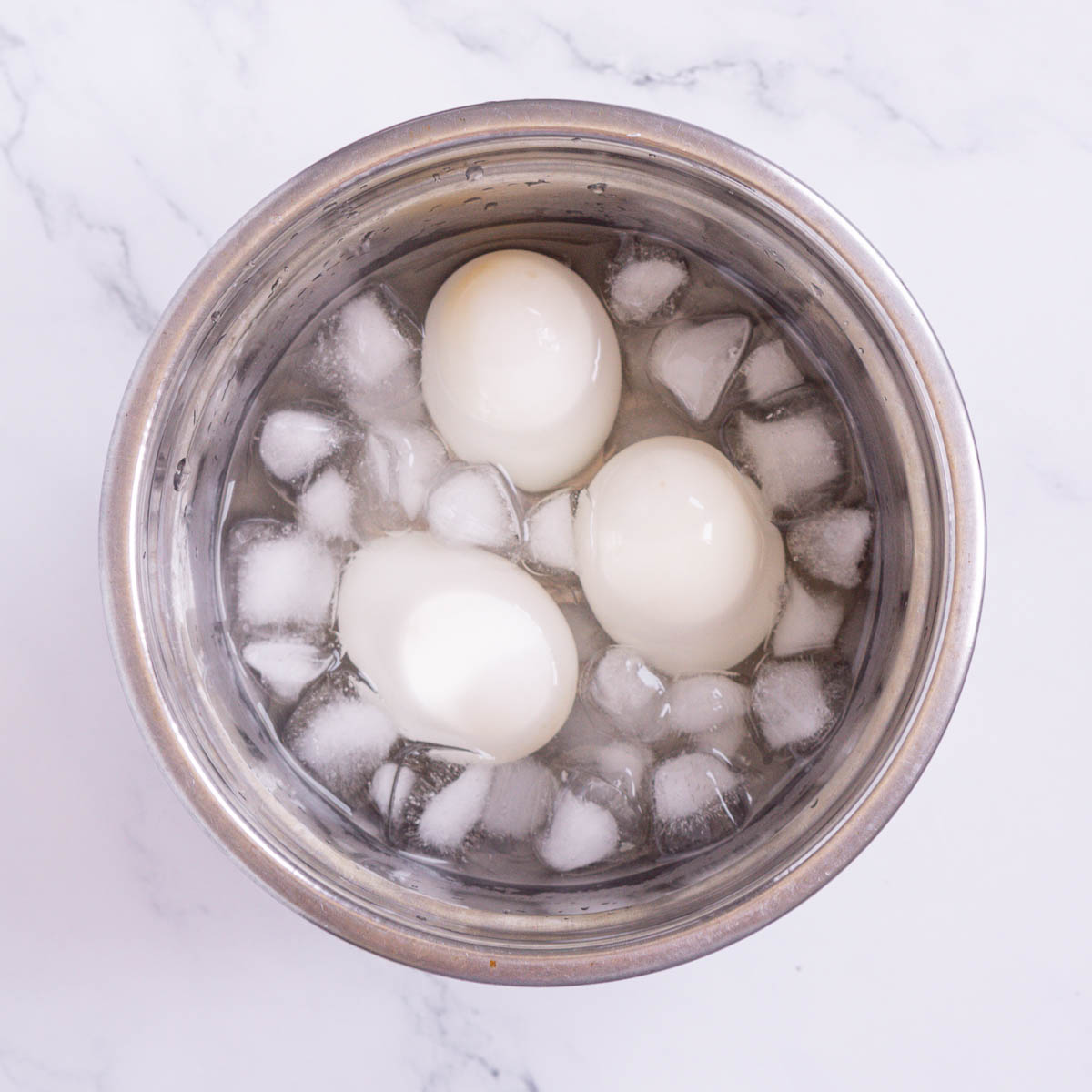 Duck eggs in an ice bath