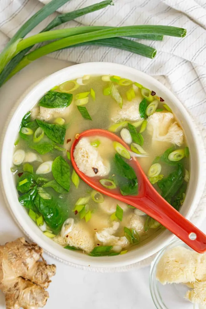Lion’s mane mushroom soup