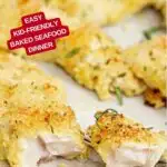 Image with text: 20 minute Parmesan Perch - easy kid-friendly baked seafood dinner