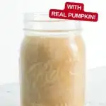 Pinterest image with text: Pumpkin Spice Coffee Creamer with real pumpkin!