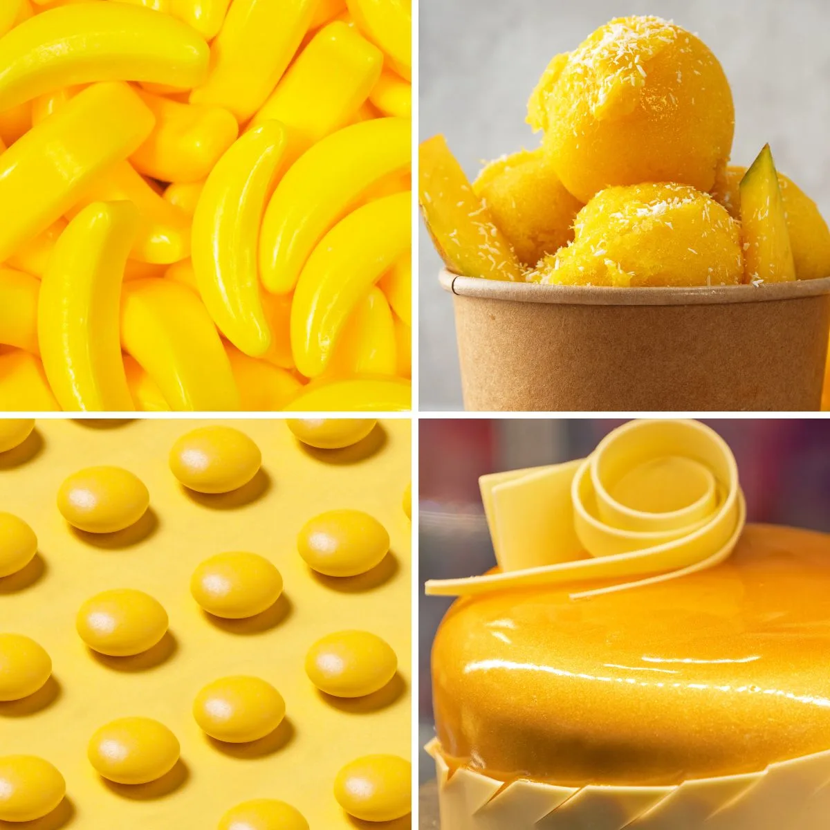 Collage of 4 yellow desserts
