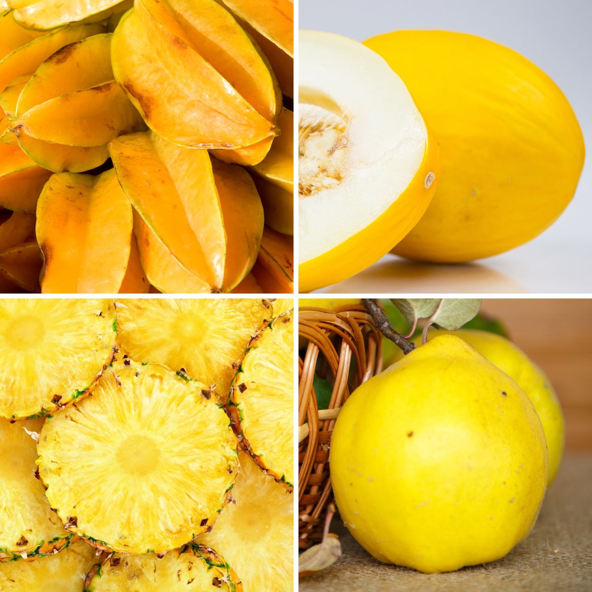 Collage of 4 yellow fruits