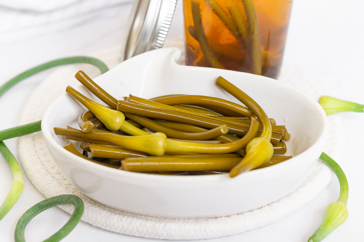 Pickled Garlic Scapes Babaganosh