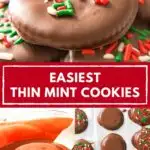 Pinterest image with text: Easiest Thin Mint Cookies