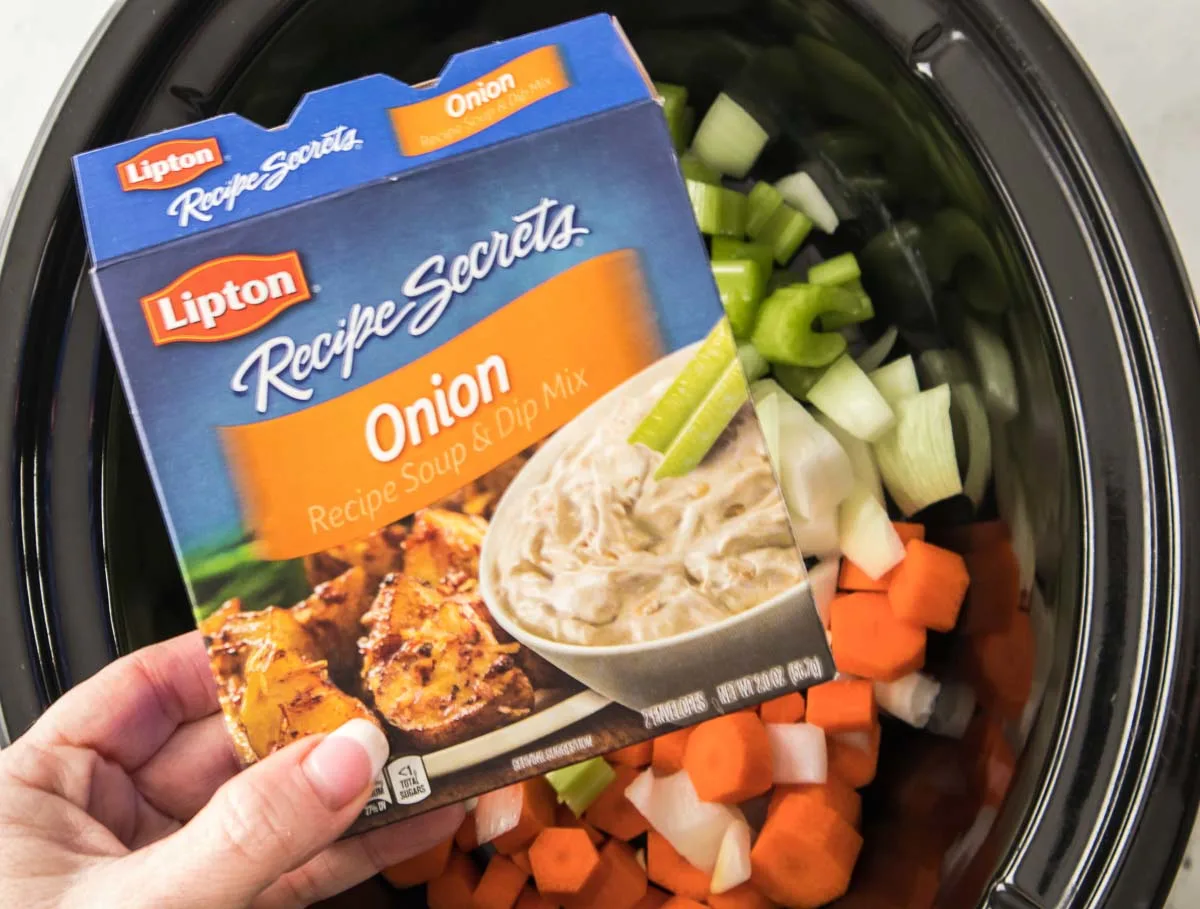 Box of Lipton Onion soup mix 