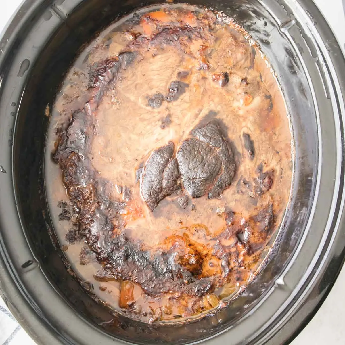 Pot roast after slow cooking for 6 hours