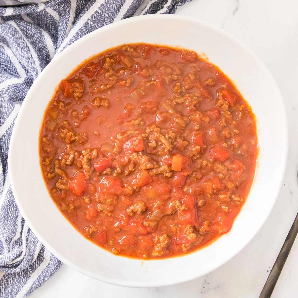Bowl of Instant Pot Chili Without Beans