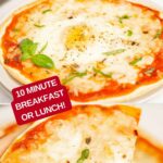 Image with text: Air Fryer Tortilla Breakfast Pizzas - 10 minute breakfast or lunch!