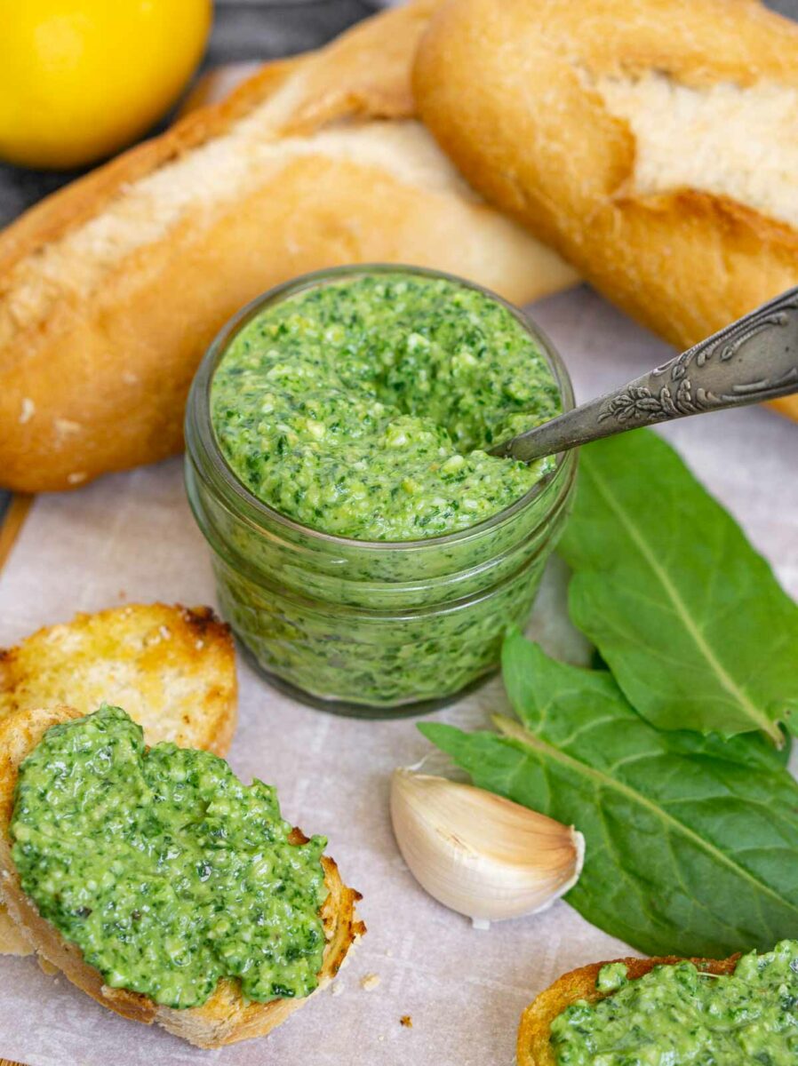 Sour Sorrel Pesto Babaganosh