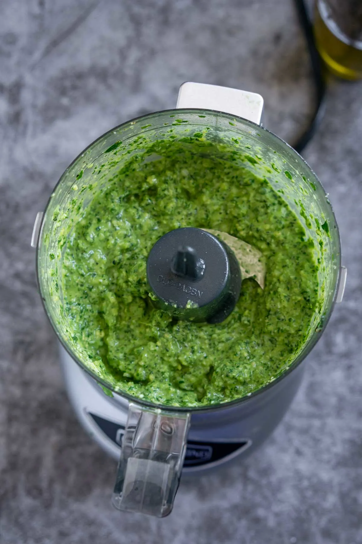 Sorrel pesto in a food processor
