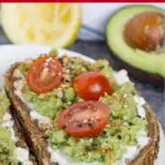 Pinterest image with text: 5 minute Cottage Cheese Avocado Toast