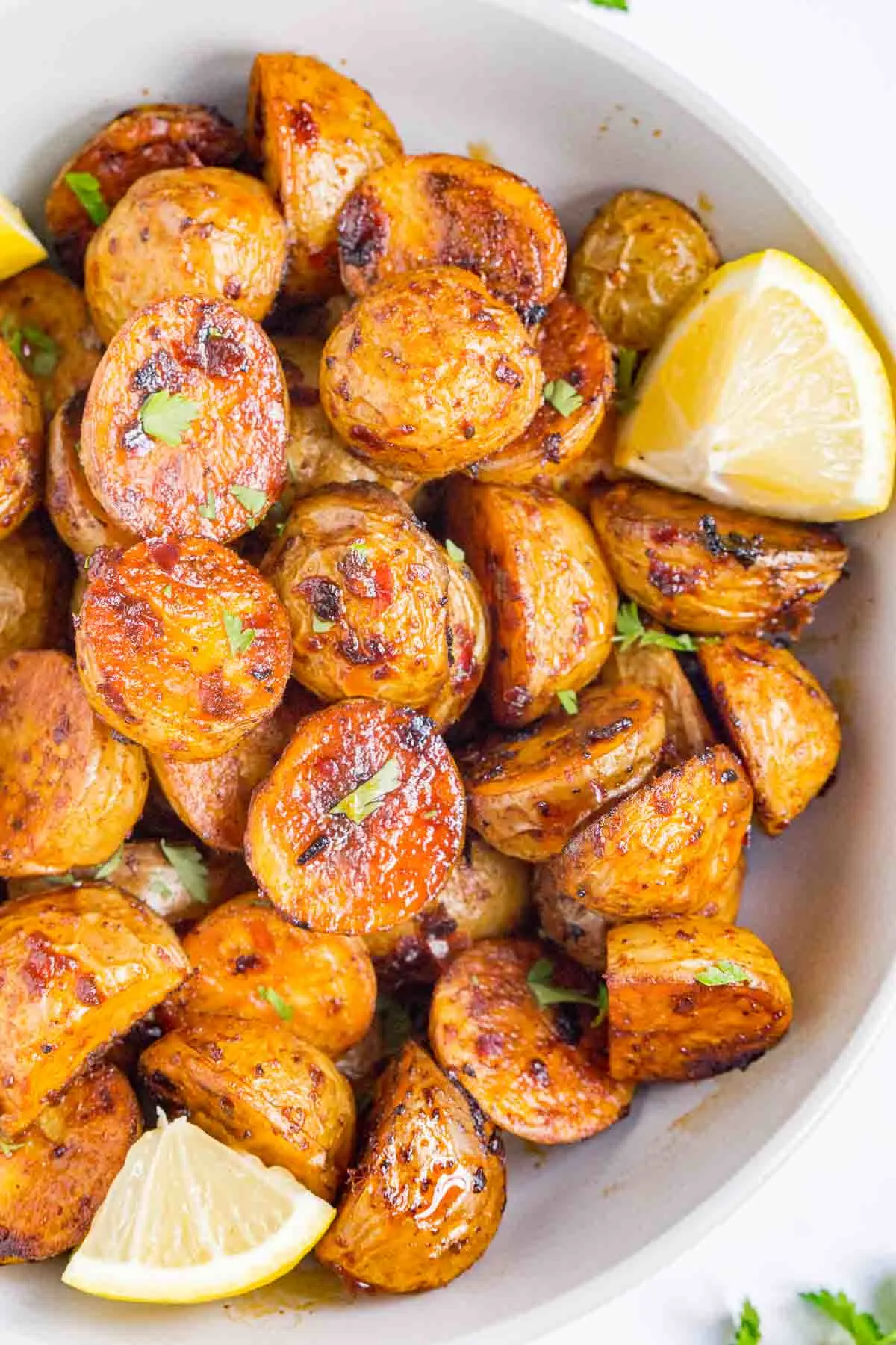 Bowl of harissa roasted potatoes