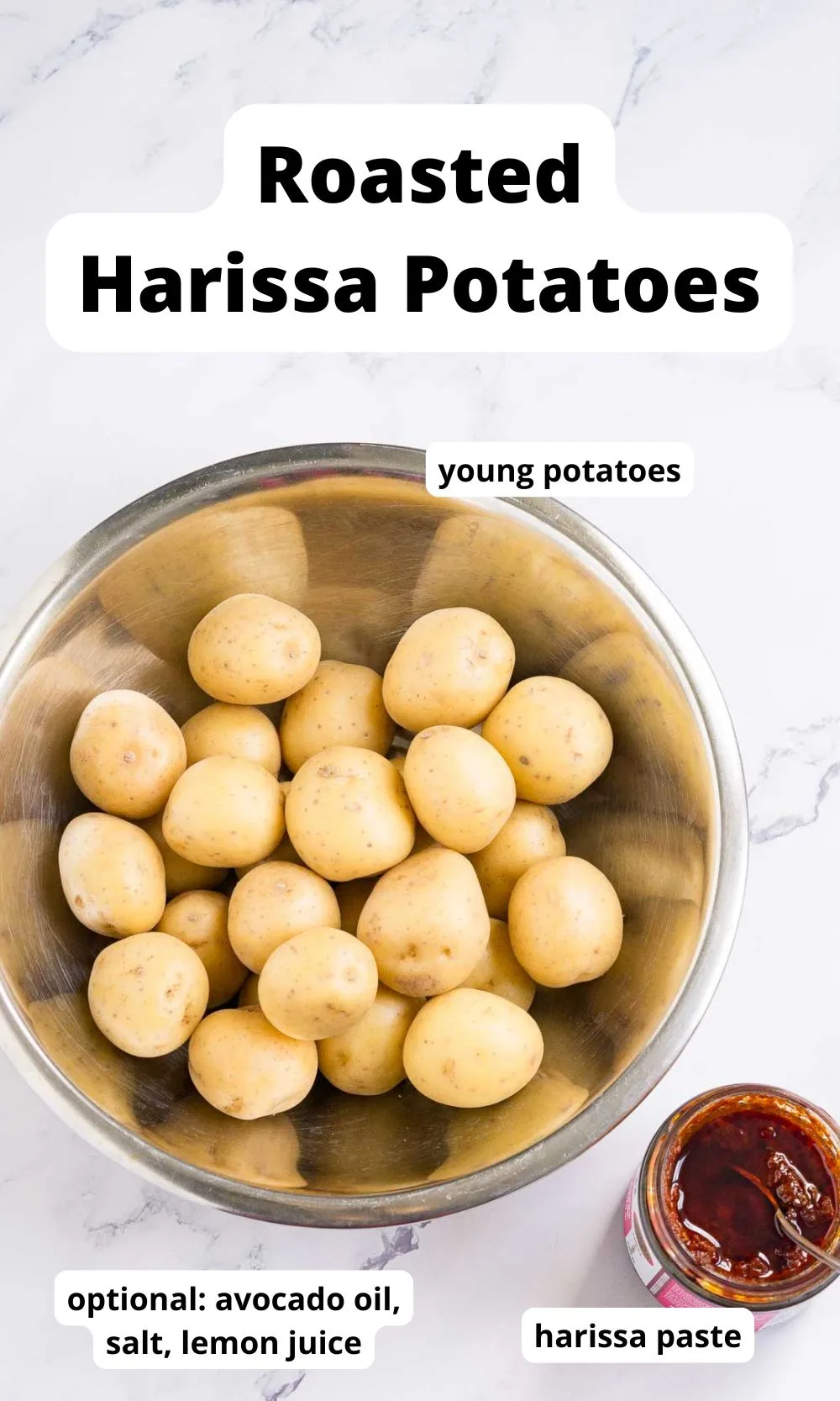 Ingredients to make harissa roasted potatoes