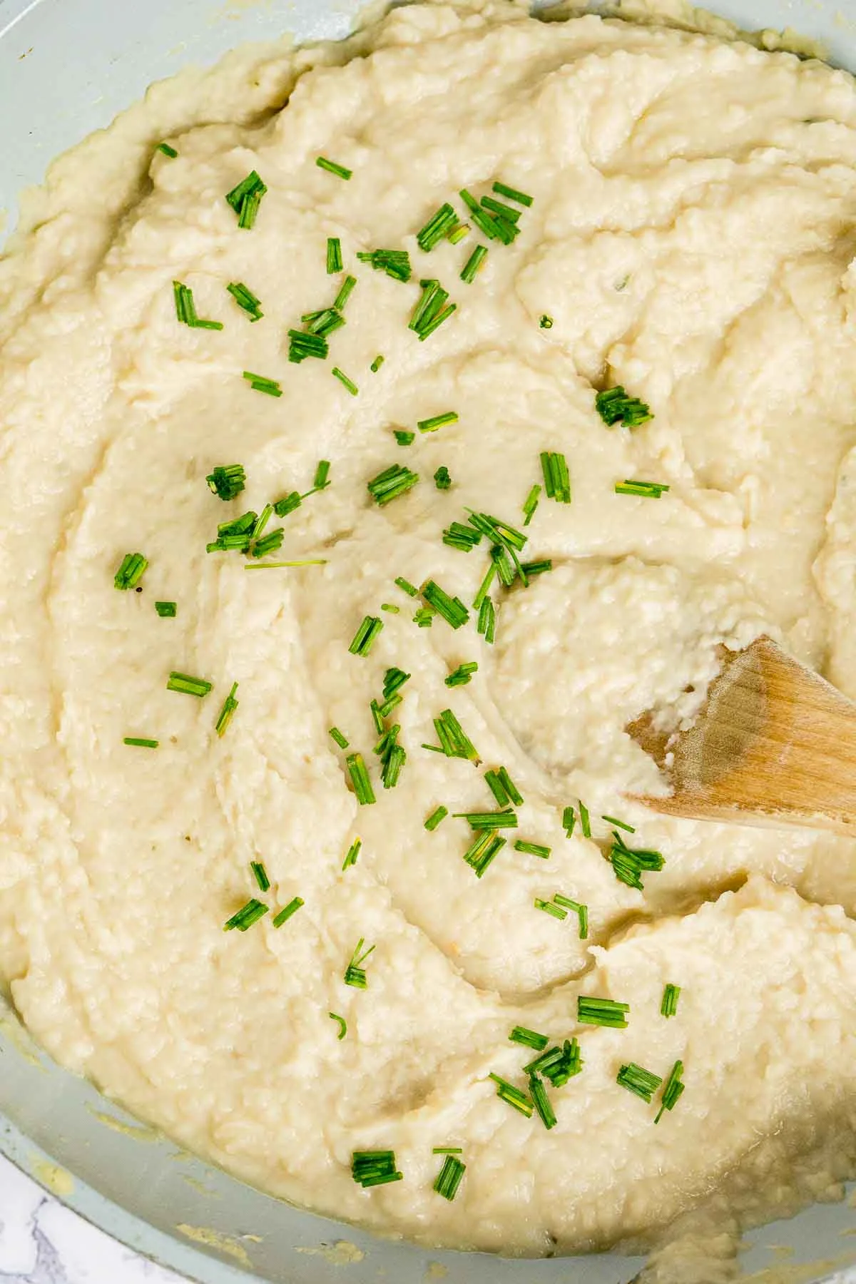 Mashed butter beans on a skillet
