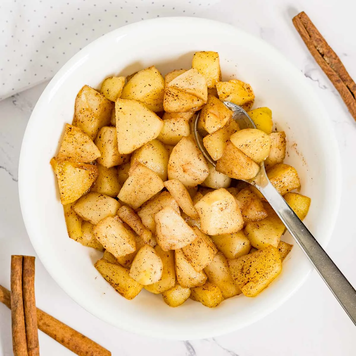 Bowl of cinnamon caramelized apples