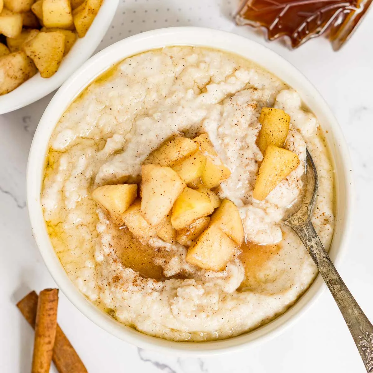 Bowl of creamy millet porridge
