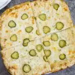 Dill pickle pizza on a plate