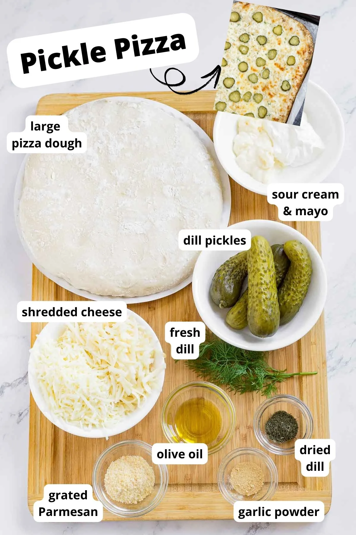Ingredients to make pickle pizza