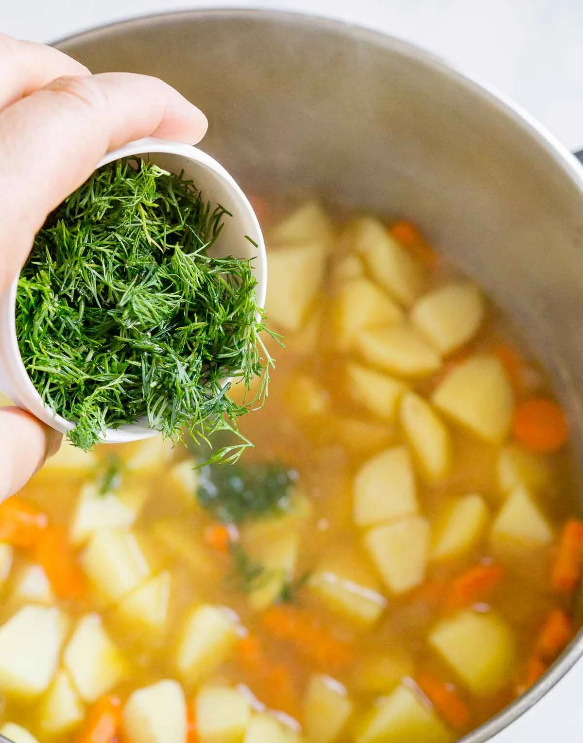 Adding dill to potato soup