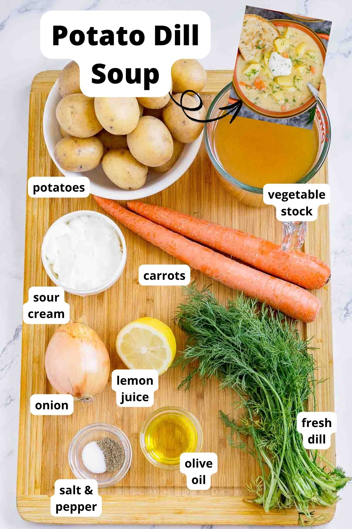 Ingredients to make potato dill soup