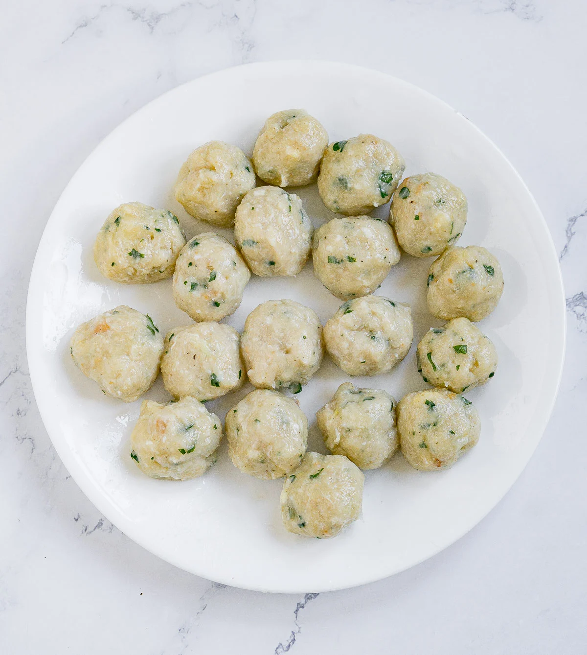 Mini chicken meatballs on a plate