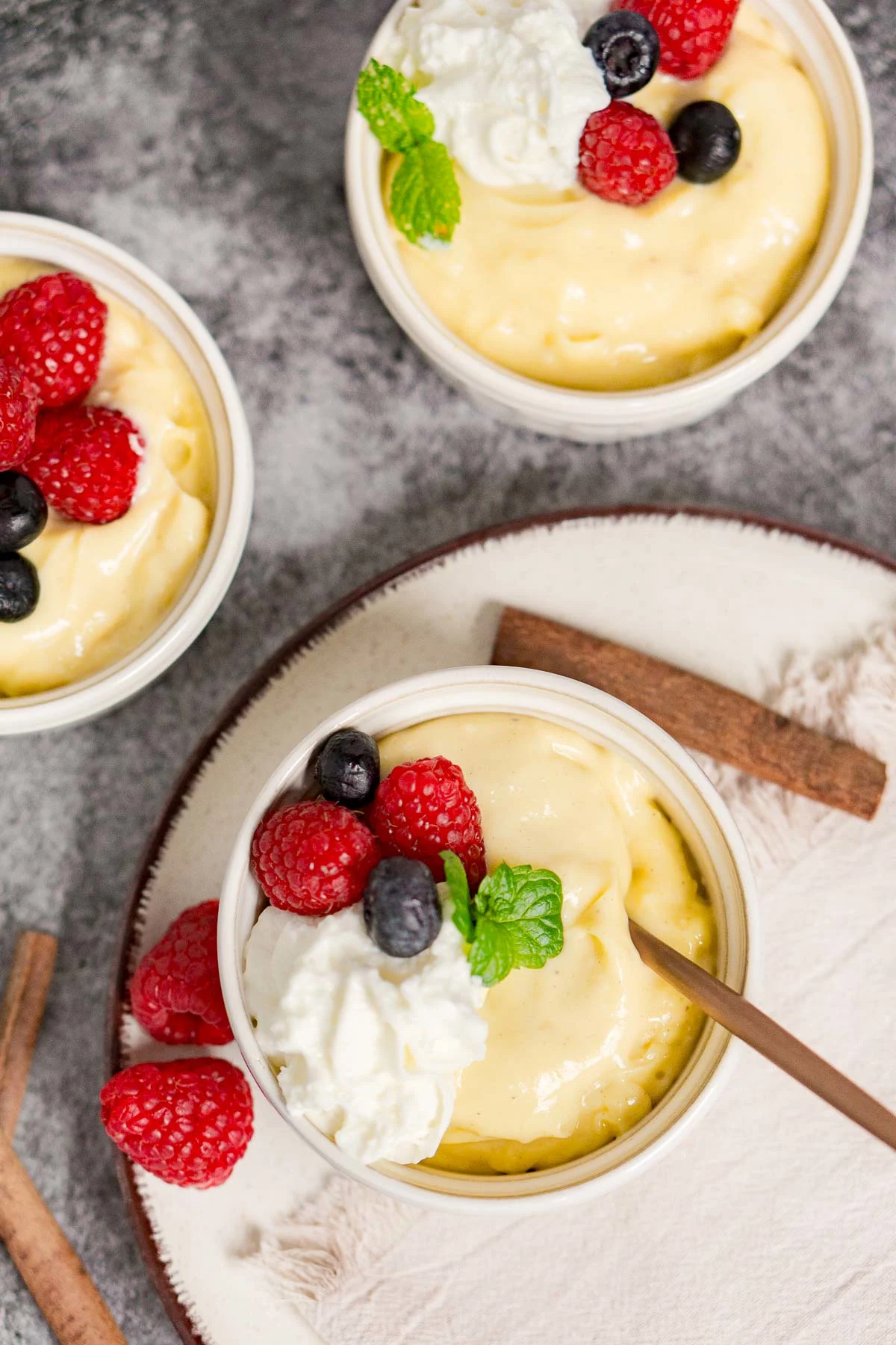 Overhead picture of eggnog custard