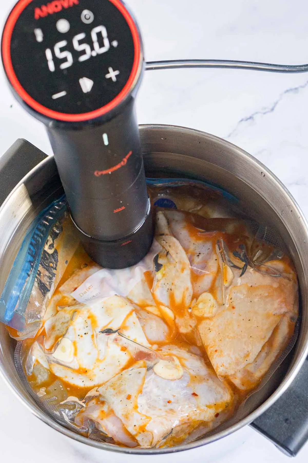 Cooking sous vide chicken thighs at 155F