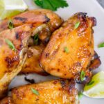 Close up of teriyaki sous vide chicken thighs