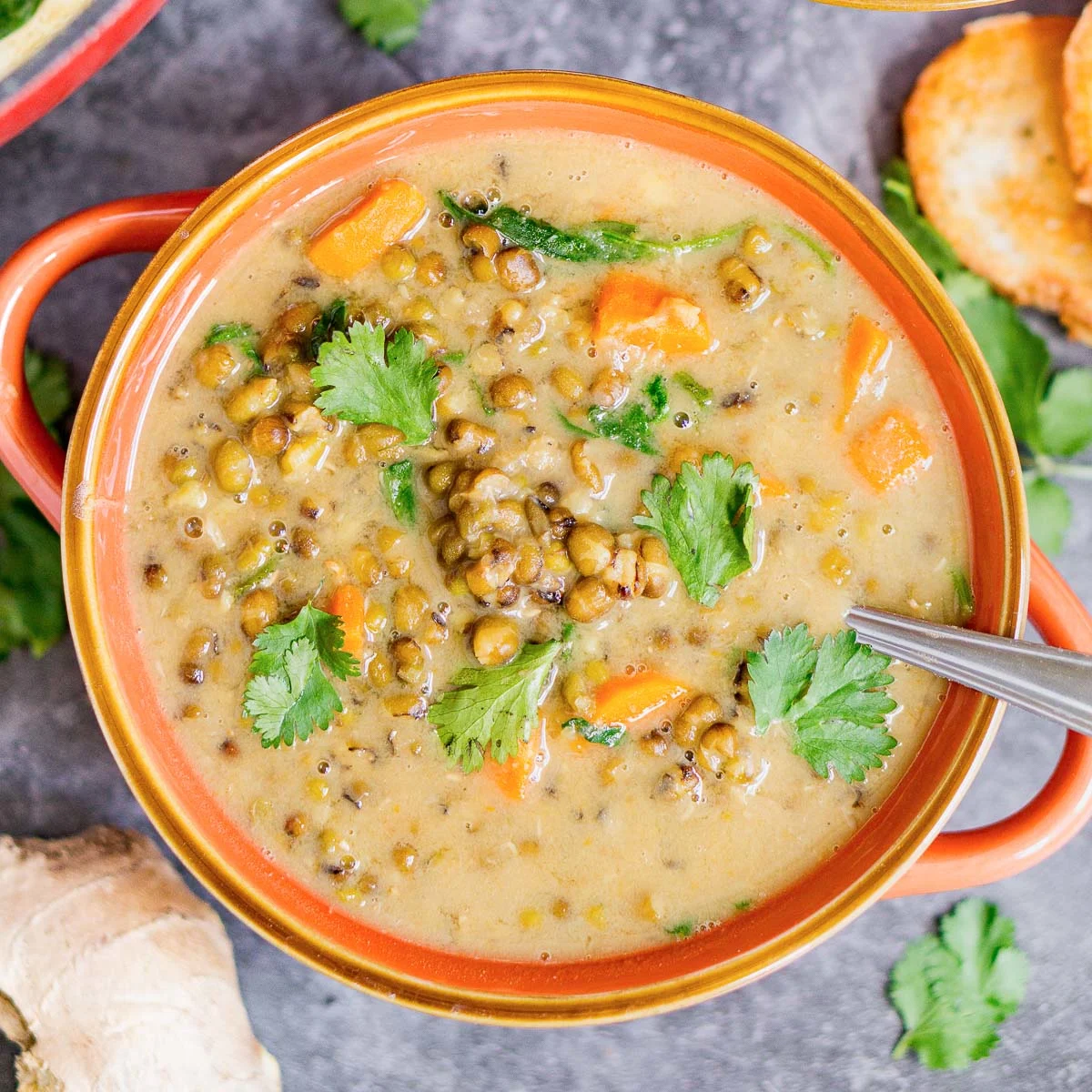 Bowl of creamy mung bean soup